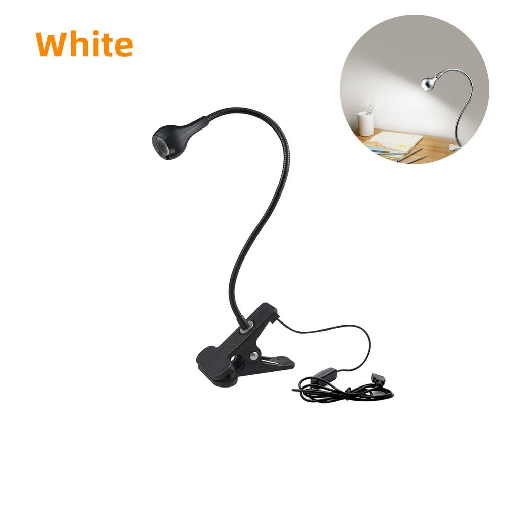 1W USB LED Reading Clip Desk Lamp for Children's Study Small Table Lamps Press Switch 360° Free Bending Eye Friendly Home Lights