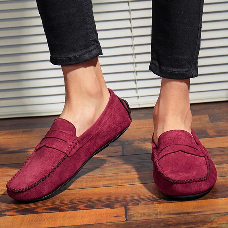Men's Loafers Comfy Daily Driving Doudou Shoes Office Faux Suede Slip-on Flat Casual Shoes Outdoor Walking Shoes Large Size39-47
