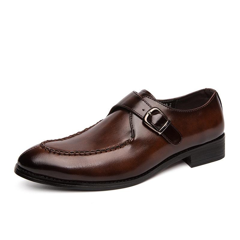 Men's shoes fashion pointed British men's wedding shoes large size casual monk shoes business leather shoes