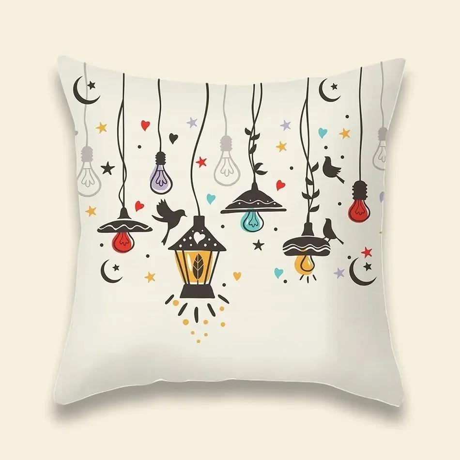 Wzór lampionu ramadanowego Pokrowiec na poduszkę dekoracyjną na sofę do salonu Dekoracja domu Poszewka na poduszkę Materiały na przyjęcie Eid