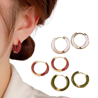 Elegante Creolen, Mini-Emaille-Ohrringe, kleine Creolen für Frauen, glänzende, bunte Ohrringe