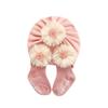 Citgeett Infant Baby Girls Socks Cap Set Lace Flower Ribbed Short Sock+ Hat Autumn Beige Pink