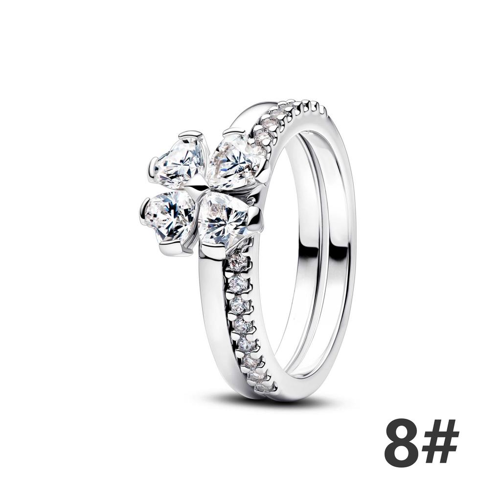 New S925 Silver Romantic Floral Lucky Clover Bowknot Gemstone Ring Stud Earring Necklace Bracelet Inlaid Gem Set Fashion Jewelry