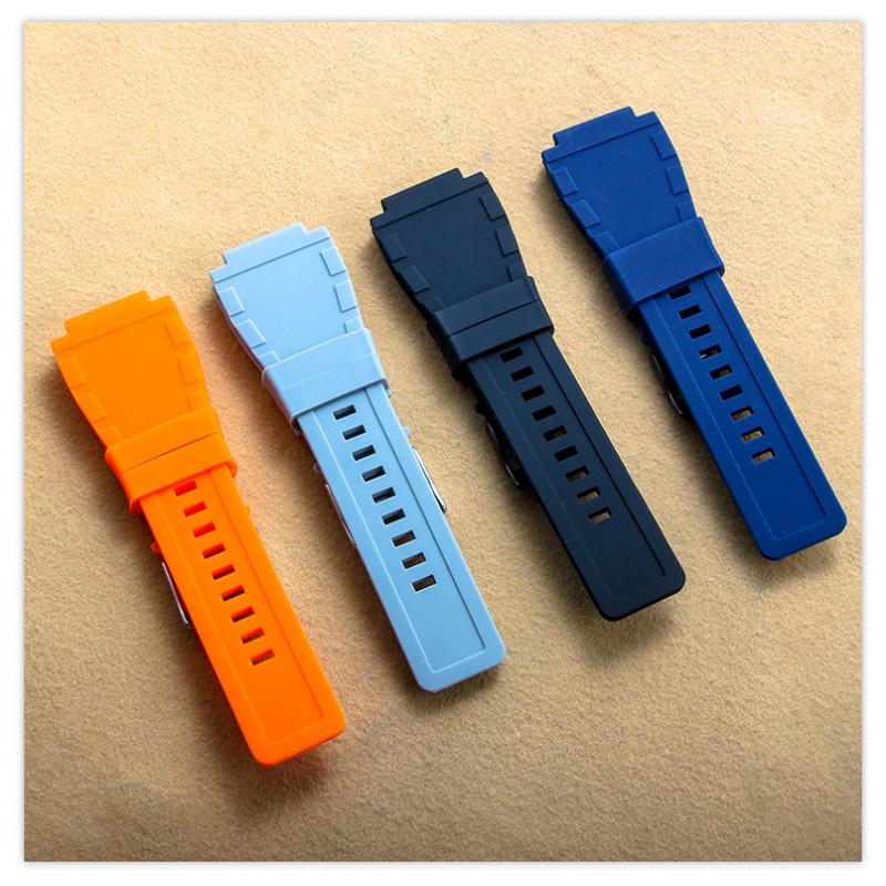 New Nature Black Blue Rubber Watchband Pin Buckle Accessories Bell Ross Strap BR01 BR03 22mm 24mm Outdoor Waterproof Wristband