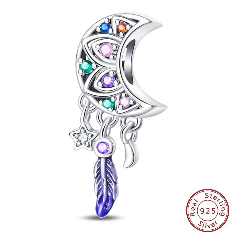 100% Copper Crescent Circular Dreamcatcher Net Lucky Blessing Series Charms Beads 3Mm Diy Fine Jewelry Making