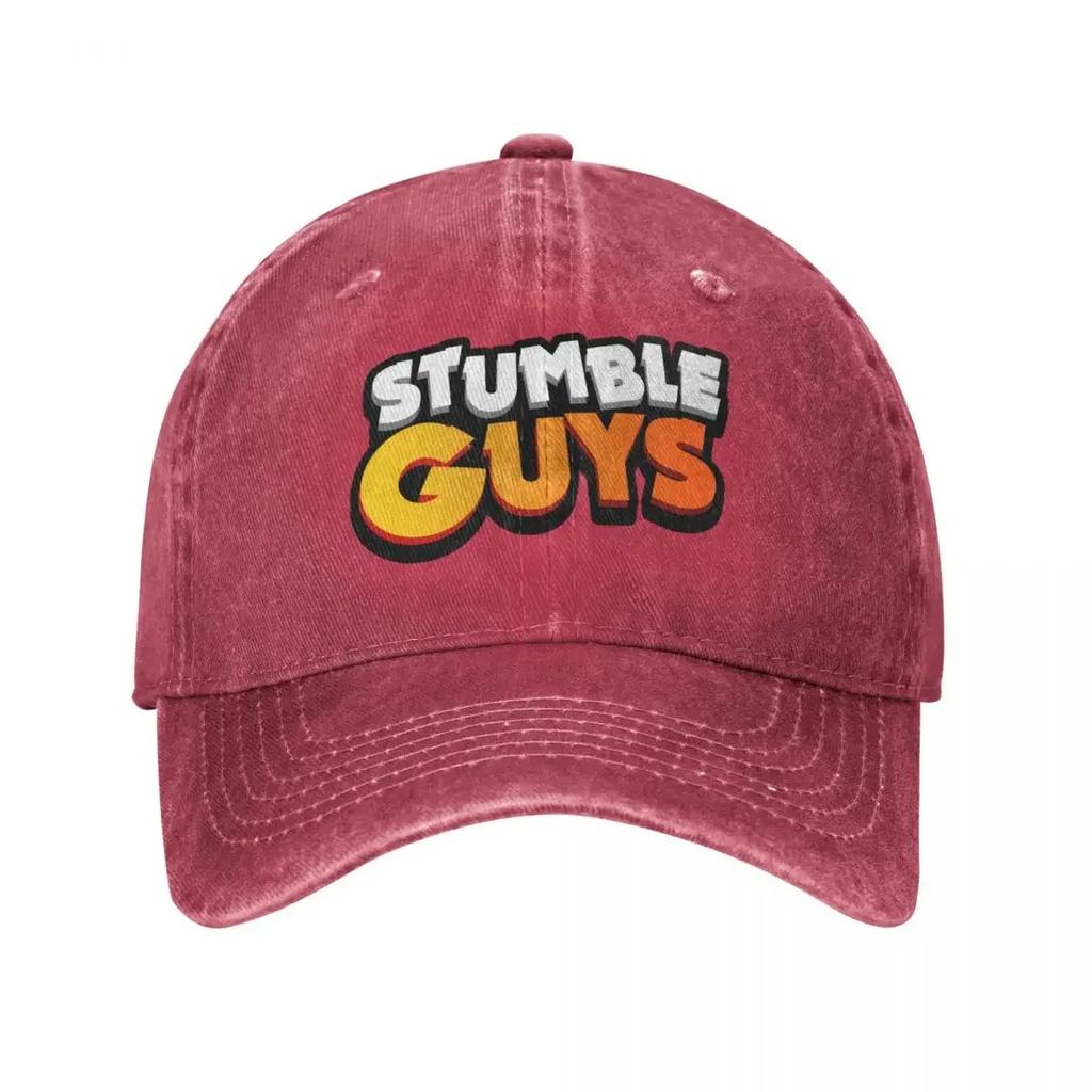 Stumble Guys Cartoon Baseball Caps Distressed  Washed Game Headwear for Men Women Outdoor Activities Adjustable Fit Cap Hat