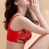 E-Cup Plus-Size-BH, dünn, sexy Blumenmuster, kein Stahlring, rot, gerafftes Bralette, unsichtbarer Push-Up-BH, ausgefallene Unterwäsche, sinnliche Dessous