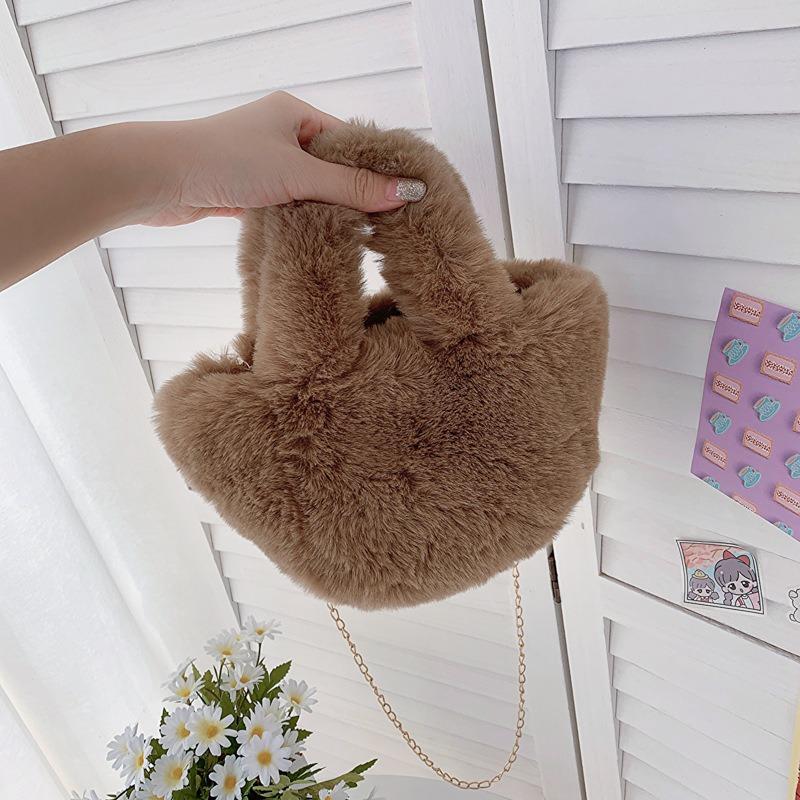 Women's Plush Handbag Autumn New Fashion Fluffy Shoulder Bag Versatile Niche Chain Messenger Women's Bag