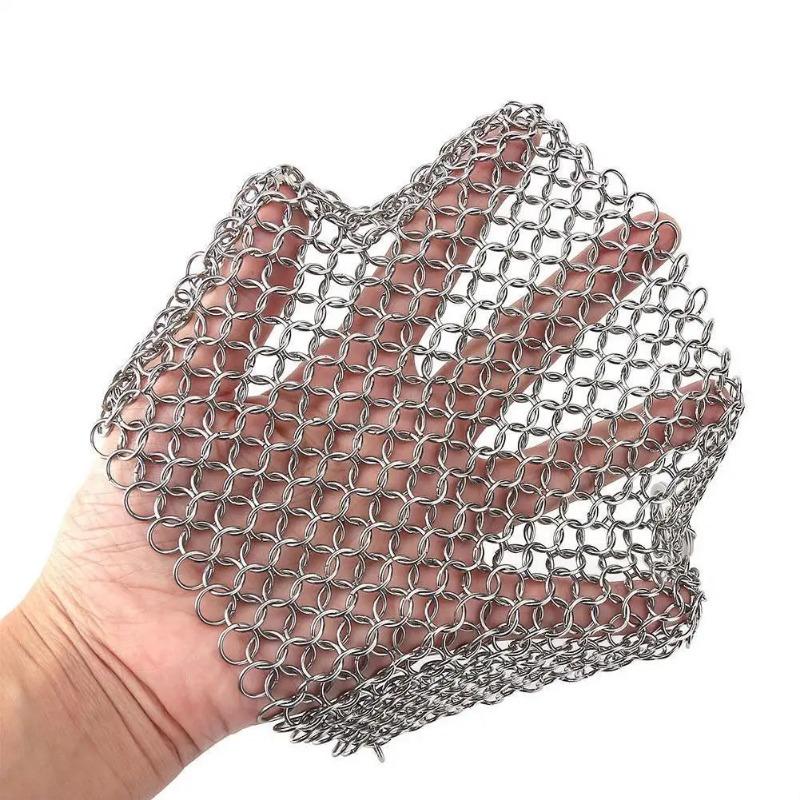 Anello per Pulizia Cucina Acciaio Inossidabile Catena Pulente Spugna a Maglia Metallica Rete per Padelle Utensili da Cucina Riutilizzabile Rete per Lavaggio Strumento di Pulizia