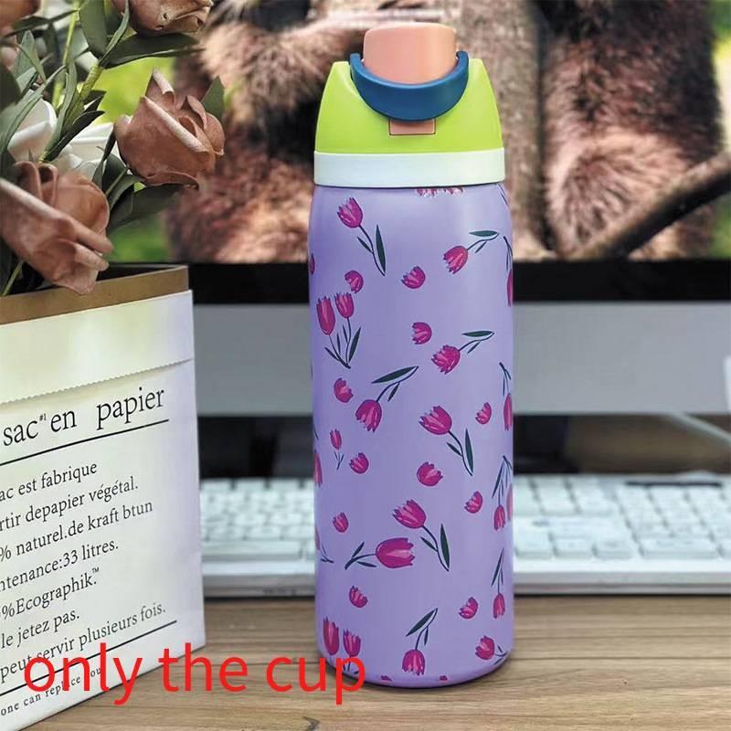 Hello Kitty Kuromi Butterfly Knot Floral Print Stainless Steel Insulated Cup With Lock Clip For Outdoor Activities