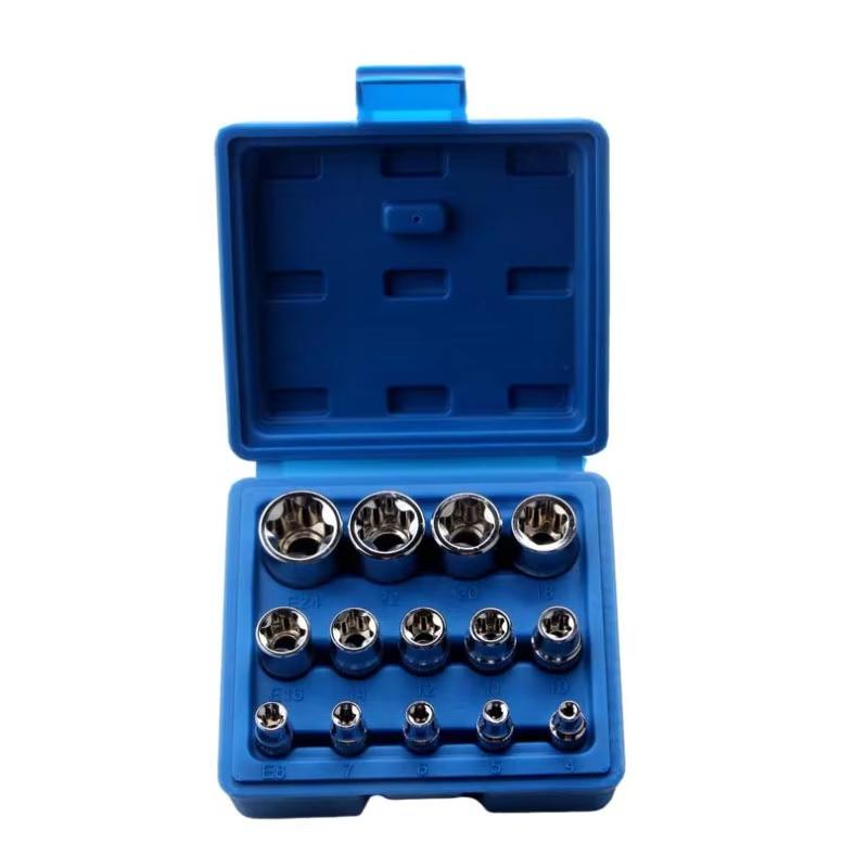 14PCS Female E Star Torx Socket Set E4-E24 External Hex Socket Insert Nut Versatility Combination Sockets