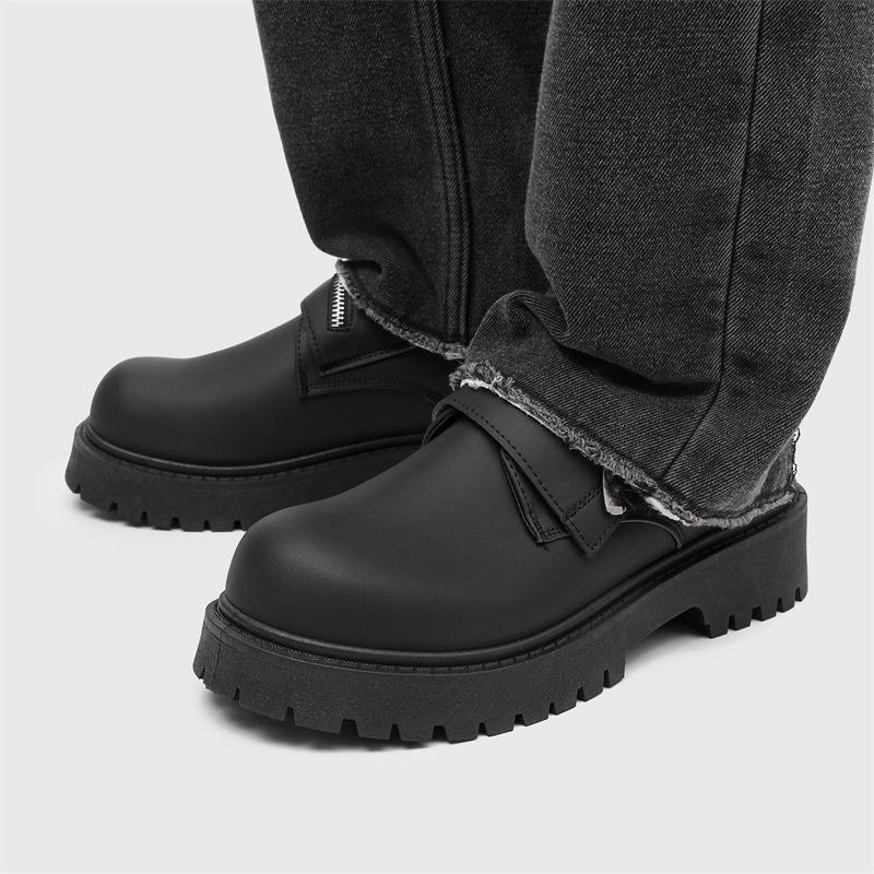 Derby Shoes Men's New Matte High-end Men's Casual Black Mickey Big Head Tooling Small Leather Shoes