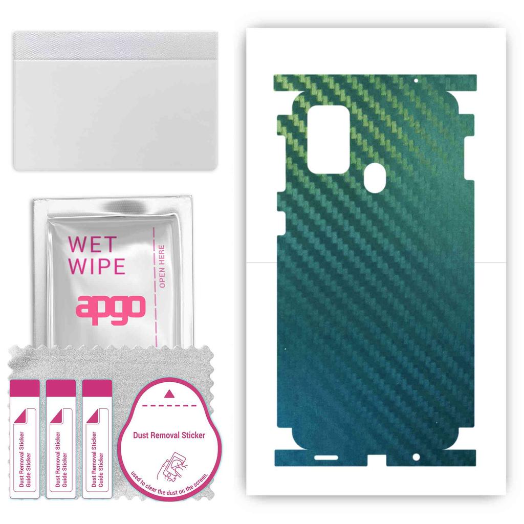 apgo Protective Skin Sticker for the Back+sides Compatible with Samsung Galaxy F41, Full Wrap Film, Foil, Vinyl - Pattern Carbon Chameleon CAKA1