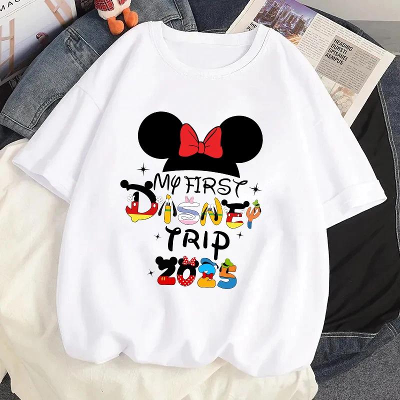 2025 Disney Family Vacation Graphic Printed Tshirt Clothes Summer Women Casual Short Sleeves Streetwear T Shirt Tees Tops