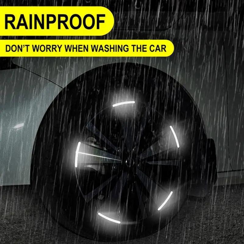20Pcs Wheel Hub Reflective Stickers Anti Scratch Auto Body Decorative Rim Tape Strips Warning Passing For Car/ Motorcycle /Bike
