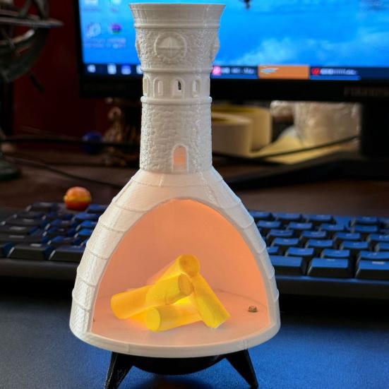 LED Miniature Fireplace Light Luminous Tabletop Fireplace Figurine Desktop Night Light Ornament for Home Holiday Decor