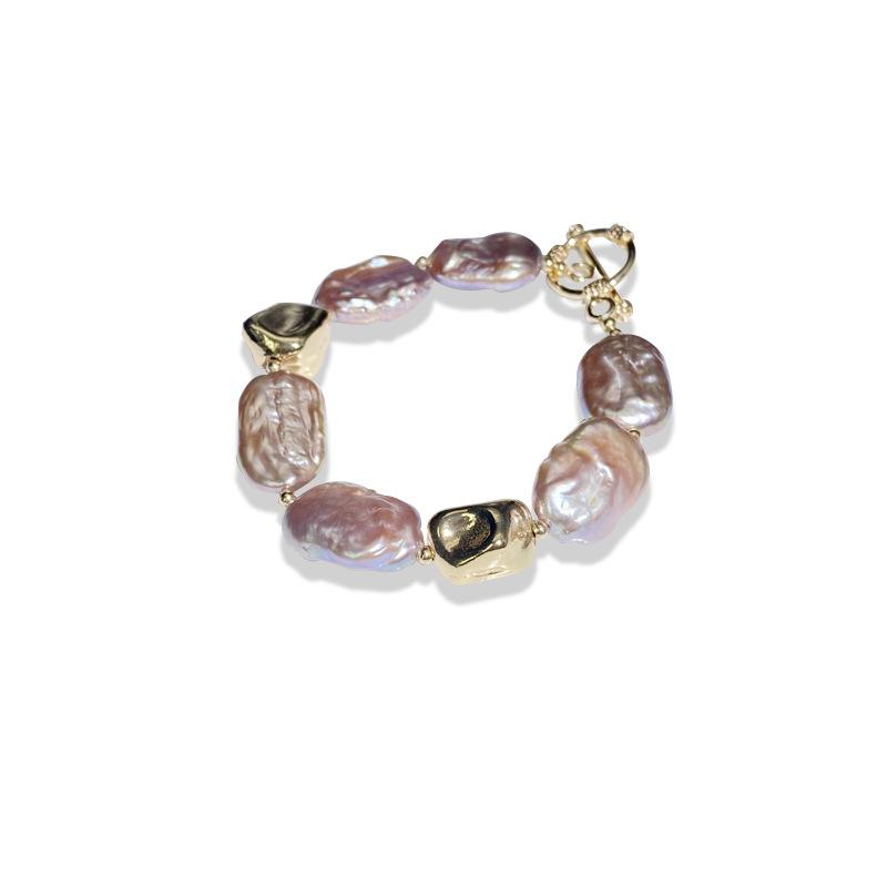 

Изысканный браслет-ожемчужное ожерелье в стиле барокко с медным покрытием 18 карат, необычный дизайн, комплект в благородном стиле