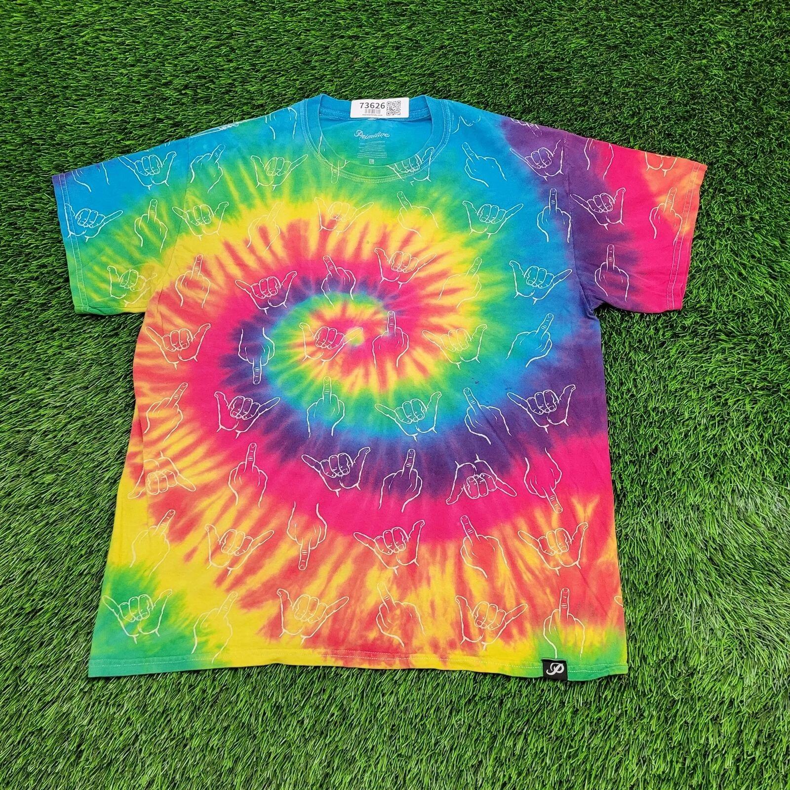 Middle-Finger AOP Summer Shirt Large 21x26 Rainbow S
