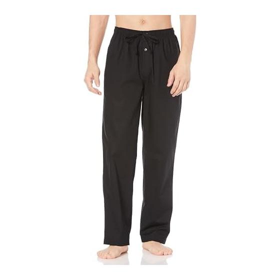 Мужские пижамные брюки Amazon Essentials из хлопкового поплина прямого кроя (Эластичный пояс и затягивающийся шнурок)