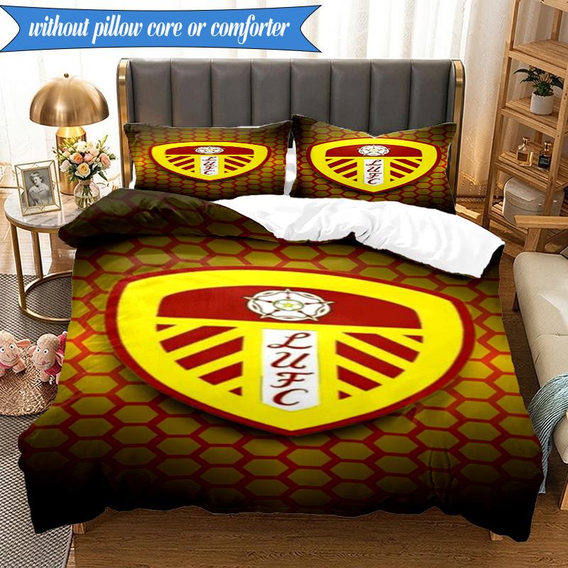 3-teiliges Weiches Bettwäscheset mit Leeds-Wappen-Design, Inklusive 1 Bettbezug und 2 Kissenbezügen, Perfekt für Schlafzimmer, Wohnheim, Fan-Geschenk