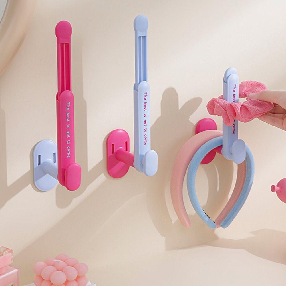 2Pcs Punch-Free Hair Rope Storage Rack Retractable Necklace Bracelet Stand Shower Room