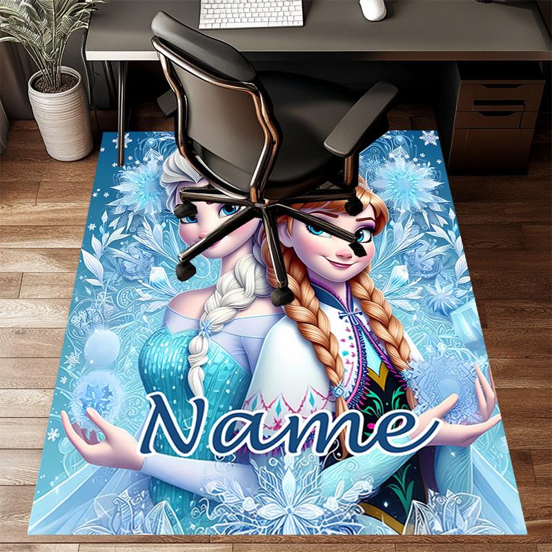 Custom Frozen Mat Personalized Name, Polyester Washable Indoor Entryway Rug, Gift for Christmas, Easter, Thanksgiving Day
