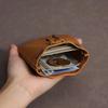 Vintage Genuine Leather Small Drawstring Coin Purse and Card Storage Bag