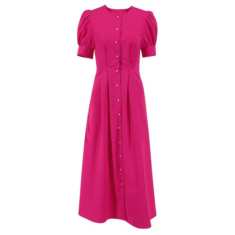 Fashion Style Puff Sleeve Dress Graceful and Fashionable Slit Dress Shirt Dress Puff Sleeve Dress