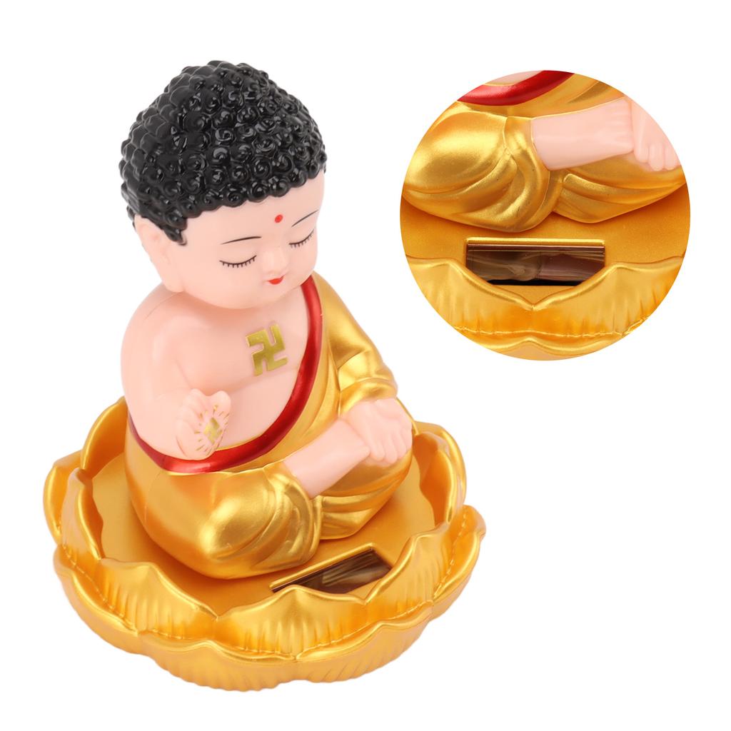 Buddha Ornament Solar Powered Light Energy Sensing Auto Nod Buddha Decoration for Home Car Office