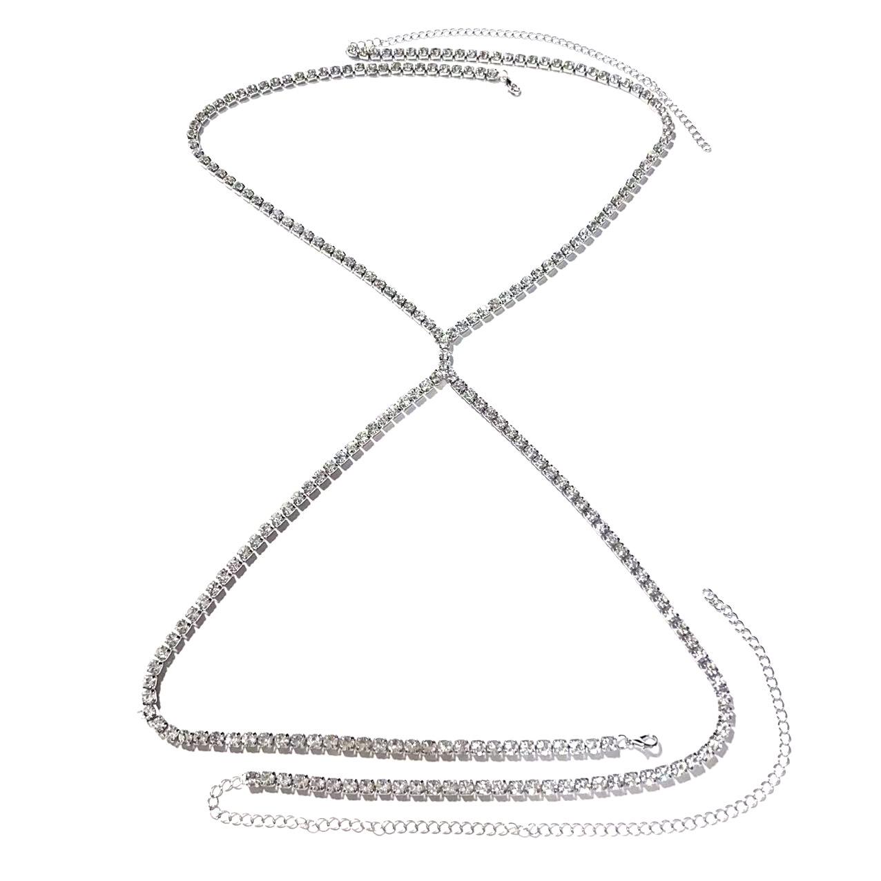 

Минималистичная цепочка для тела бикини с крестом из страз серебряный