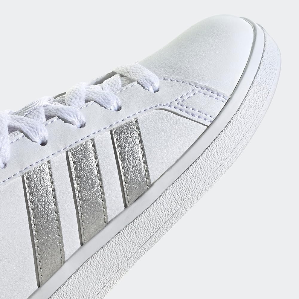 Kids Grand Court 2.0 Sneakers for Boys and Girls White Matte Silver 17.5 cm Footwear