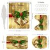 4Pcs Bathroom Shower Curtain Set Golden Christmas Bell Pattern Bathroom Curtain With 12 Hooks Non Slip Rugs Toilet Cover Mat Bathroom Partition