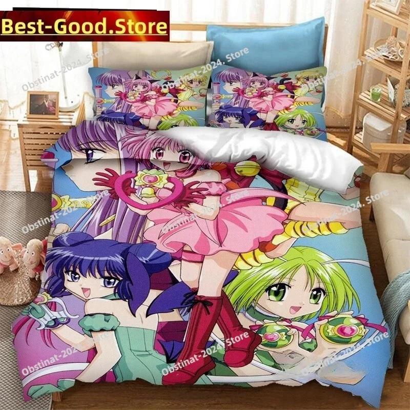 3D Anime Tokyo Mew Mew Bedding Set Duvet Cover Full Queen King Size Pillowcase Bed Print Bed Set Aldult Kid Bedroom Single Twin