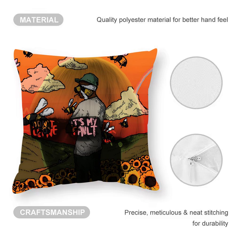 Cushion Cover Pattern Printed Pillowcase For Living Room Sofa Cushion Cover & Bedroom Decor T-Tyler The Creator Rapper