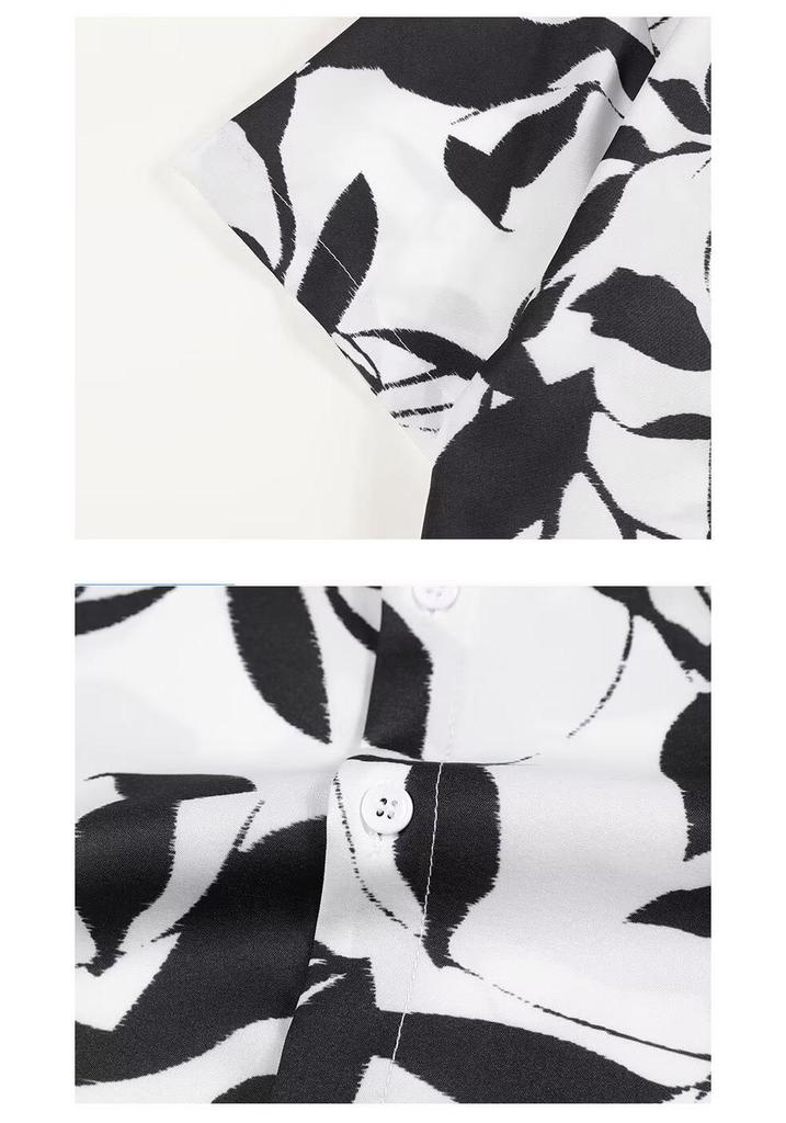 Completo estivo da uomo in seta ghiacciata con camicia e pantaloncini - Asciugatura rapida, Trendy Casual Beachwear