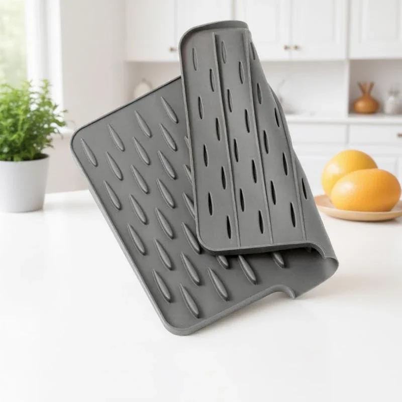 1Pcs Silicone Dish Drying Mat Pots Dish Drain Mat For Kitchen Tableware Non-slip Mats Anti-scald Coaster Kitchen Utensils