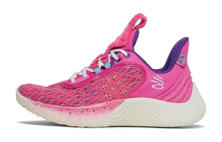 SESAME STREET x Under Armour Curry 9 Flow Амортизация, Износостойкие Низкие Детские Баскетбольные Кроссовки Розовые 3024249-605 36.5
