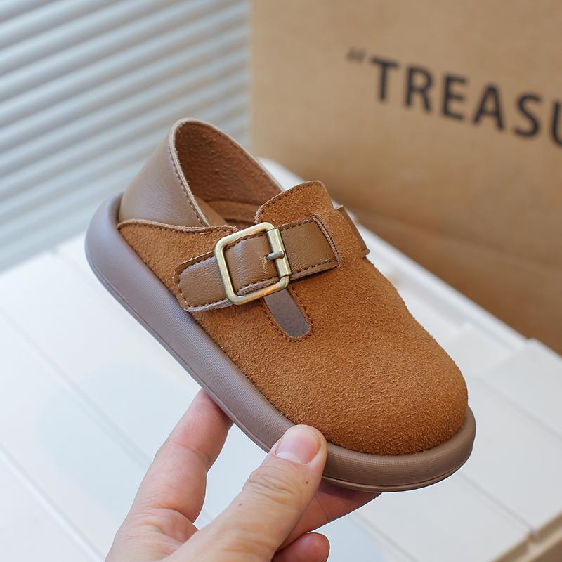 New Boys Casual Shoes Children Fashion Buckle Round-toe Britain Style Girls Loafers Versatile Breatheable Kids Unisex Shoes