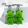 Hanging Frog Keychain Flocked Resin for Backpacks, 3D Plush Decorative Key Animal Ring, Ornament Bag Charm, Gift Lovers Backpacks