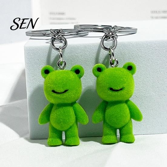 Hanging Frog Keychain Flocked Resin for Backpacks, 3D Plush Decorative Key Animal Ring, Ornament Bag Charm, Gift Lovers Backpacks