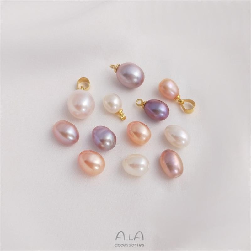 Perlas Naturales de Agua Dulce con Forma de Arroz Semiperforadas para Joyería DIY: Fuerte Brillo para Colgantes, Pendientes, Collares