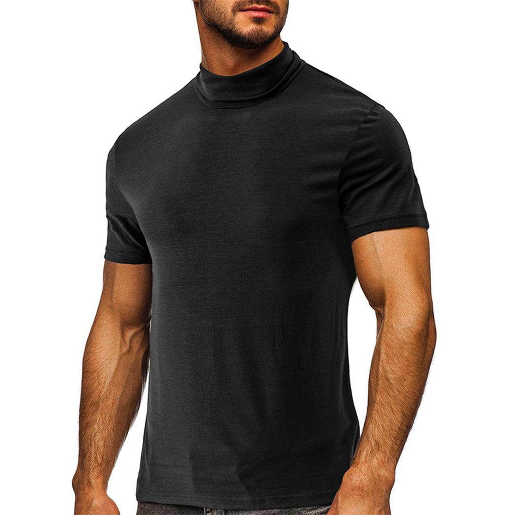High Collar Bottomed Men'S Short Sleeved Men'S Fashion Casual Top T-Shirt