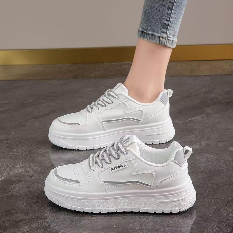 Mode Plattform Löparskor Dam Tennisskor Dam Promenad Chunky Sneakers Vita Casual Slip on Vulkaniserade Skor