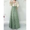 Chinese Song Dynasty Style Hanfu For Women, Printed Improved Crew Neck Shirt And One-piece Skirt Daily Suit