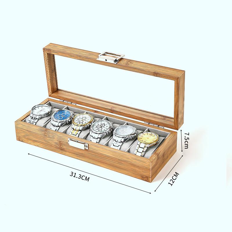 New 3/6/10/12 Girds  Bamboo Watches Storage Clock Box Watch Holder Organizer Watch Display Box For Handmade Festive Gifts
