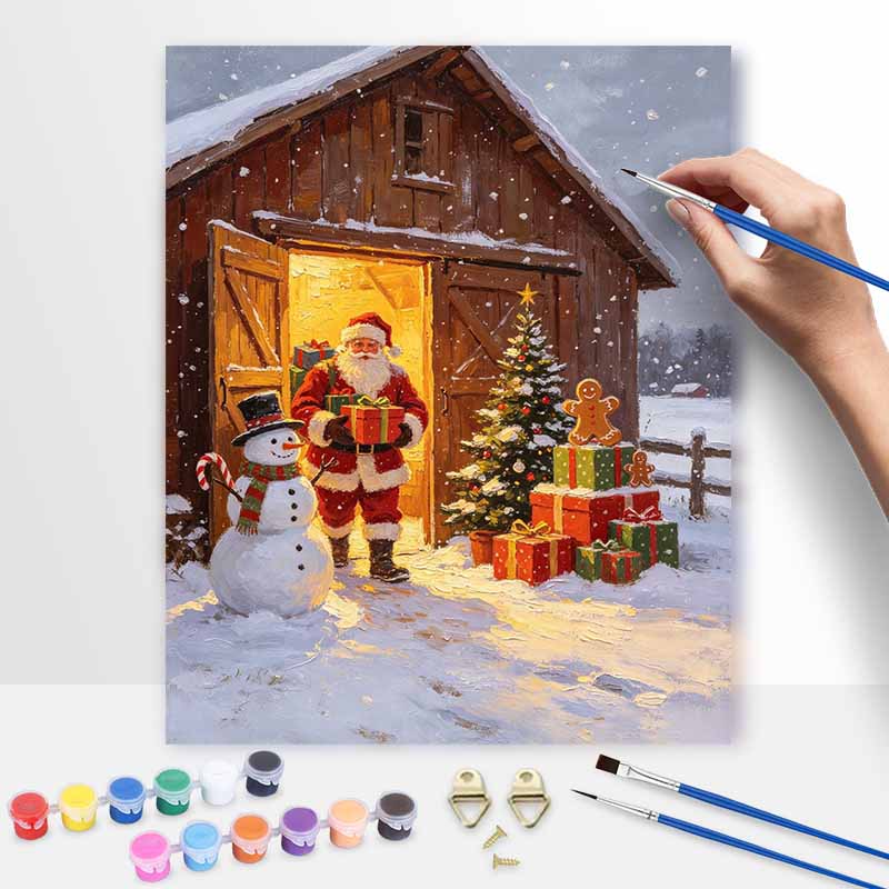 Christmas digital painting oil painting art Santa Claus snowman gifts winter scene kit hand painting home decoration painting