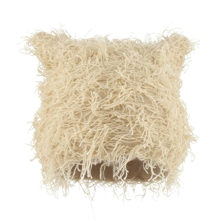 Теплая вязаная шапка с ушками кошки для активного отдыха, шапка-бини, унисекс, зимняя, осенняя, шапка-свитер, дышащая, мягкая, шапка-бини