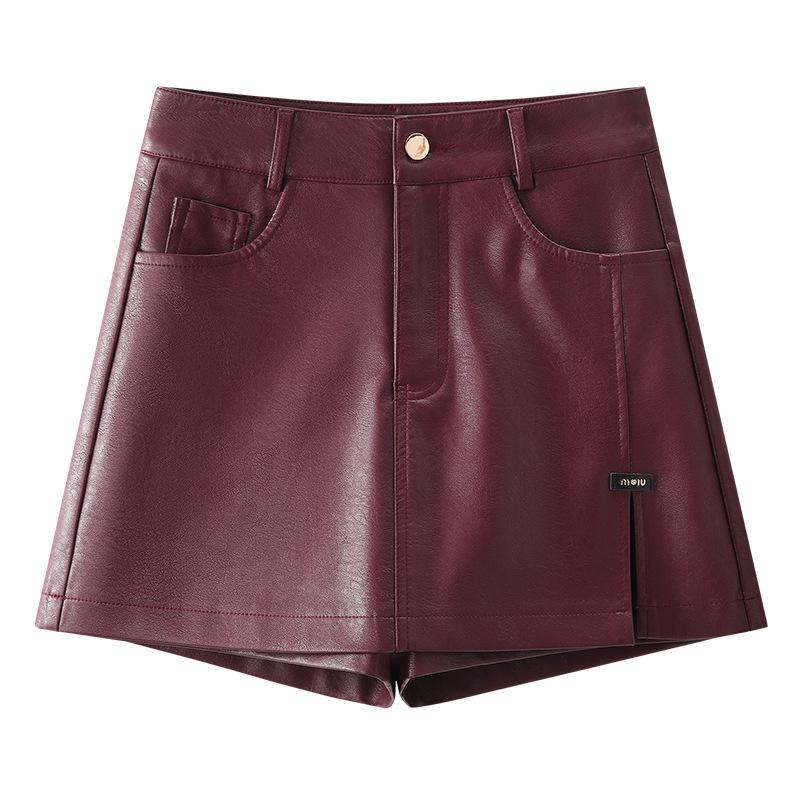 

Ancola Women s Red PU Leather A-Line Skirt - Spring/Autumn 2024 Hip-Slimming Short Skirt Pants 2XL чорний