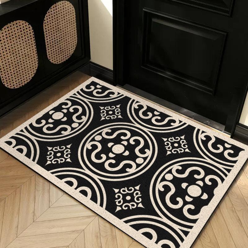 Entry Door Floor Mat Light Luxury Geometric Porch Scraping Mud Rubbing Soil Easy To Take Care Of Foot Pad Door Wear-Resistant Non-Slip Silk Ring Floor