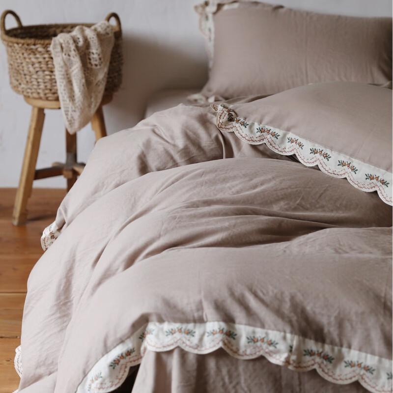 COMOLIVING Lace 4-Piece Bedding Set